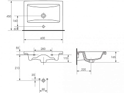 Style Line Тумба с раковиной Ассоль 60 Люкс техно платина Plus	 – фотография-2